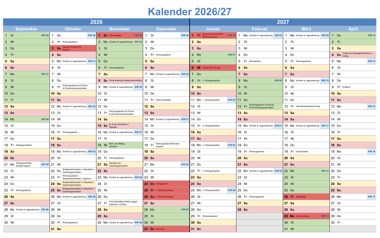 Kalender 2026