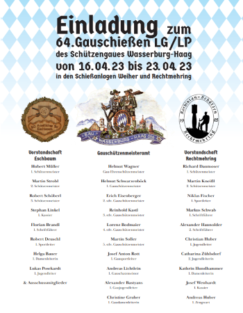 Hier geht es zur Einladungfür das Gauschießen 2023